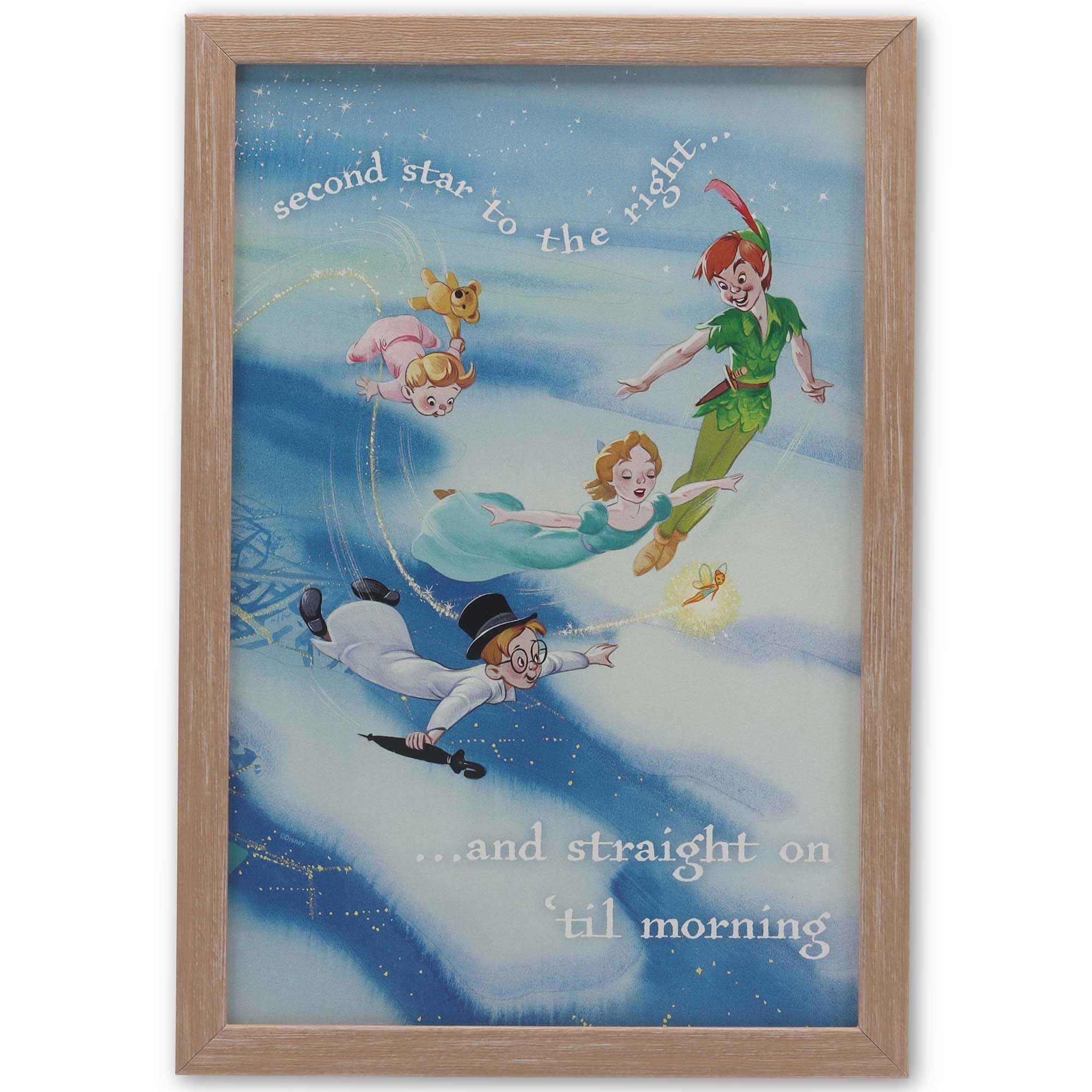 Amazon.com: Disney Peter Pan Second Star to the Right Framed Wood